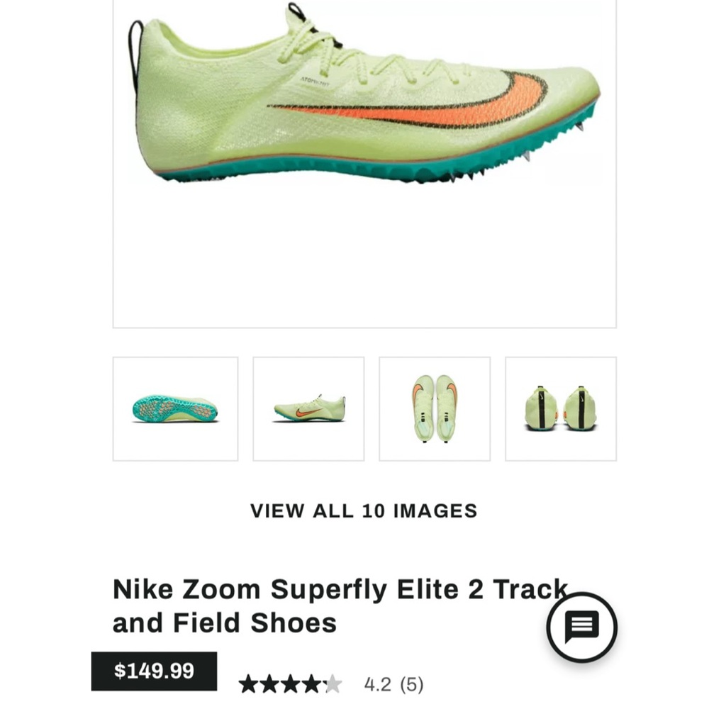 NWOT Mens Size 12 Nike Zoom Superfly Elite 2 Track and Field Shoes(Track spikes)